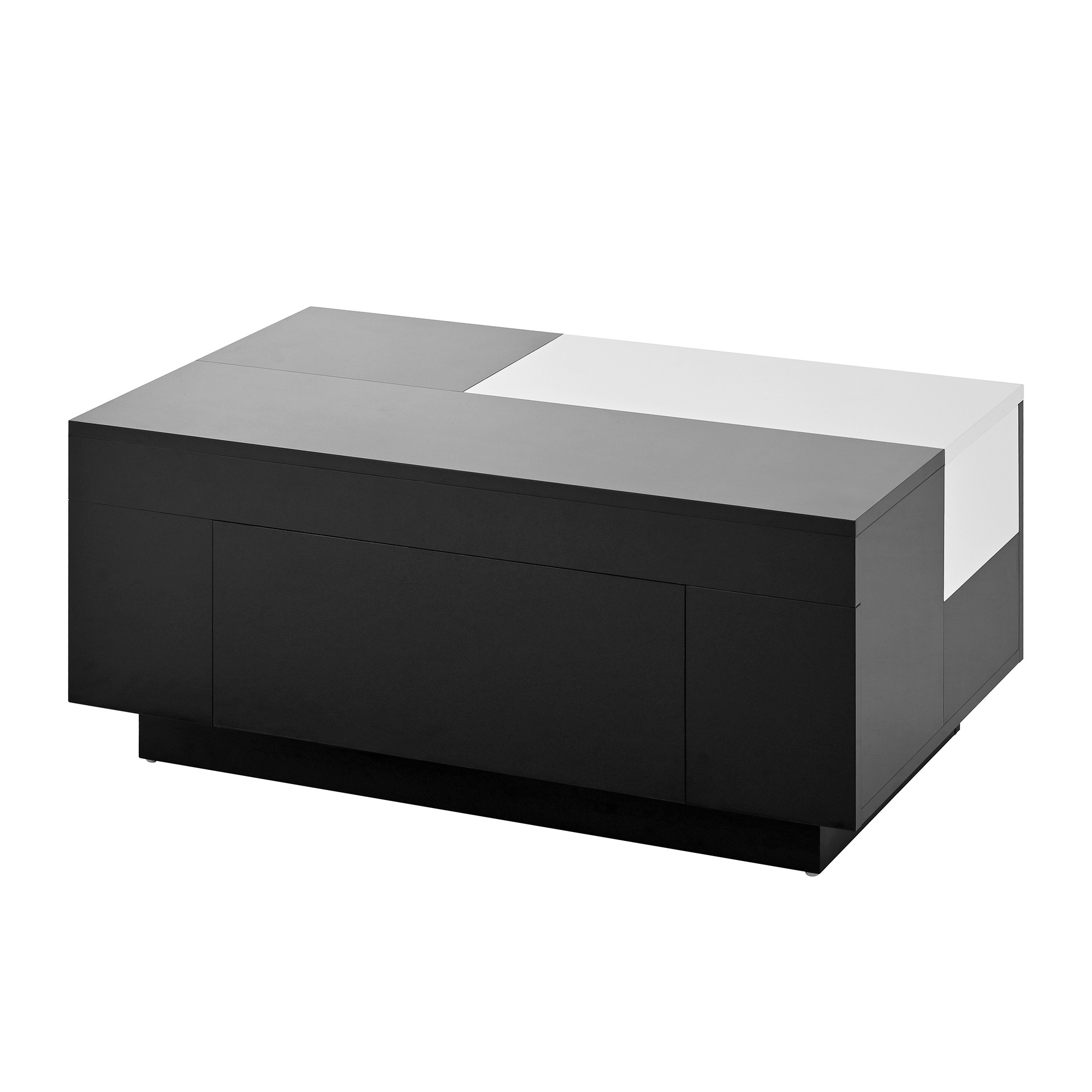 Table Basse Noir, Rangement, Éclairage LED, Fermeture Douce, Extensible, Design Moderne - Panneau composite de fibres de bois à densité - 80x50x35.5cm - Salon - N621P314470S 5