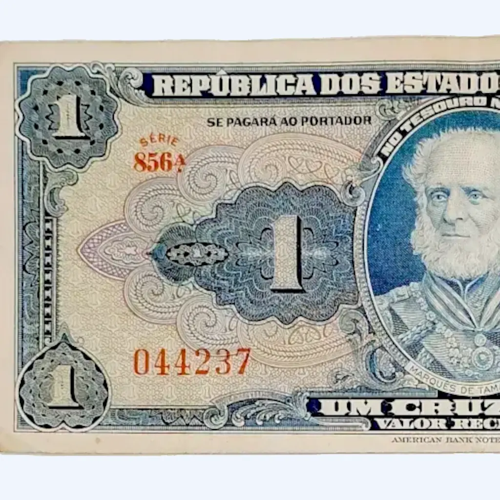 Cédula 1 Cruzeiro 1944 Marquês de Tamandaré – Série 856ª – Sem Autógrafo – Raridade!