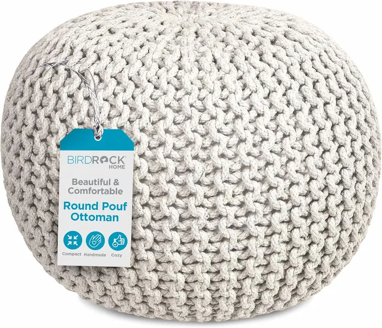 Boho Braided Pouf Ottoman – Cozy Natural Accent Seating