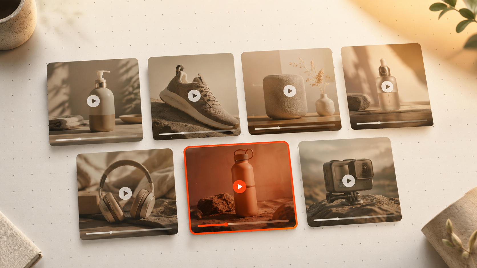 Seven AI video generator tools compared in a grid with one highlighted