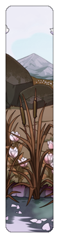 Cattails growing on a river bank