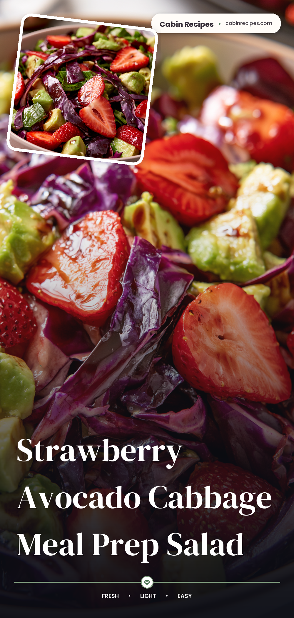 Pinterest graphic for Strawberry Avocado Cabbage Meal Prep Salad