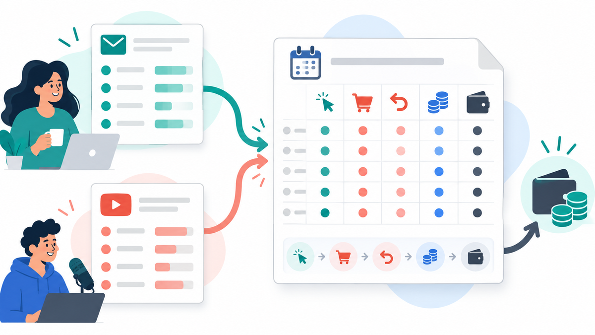 Monthly reconciliation from creator channel reports through orders, reversals, approved commission, and payout