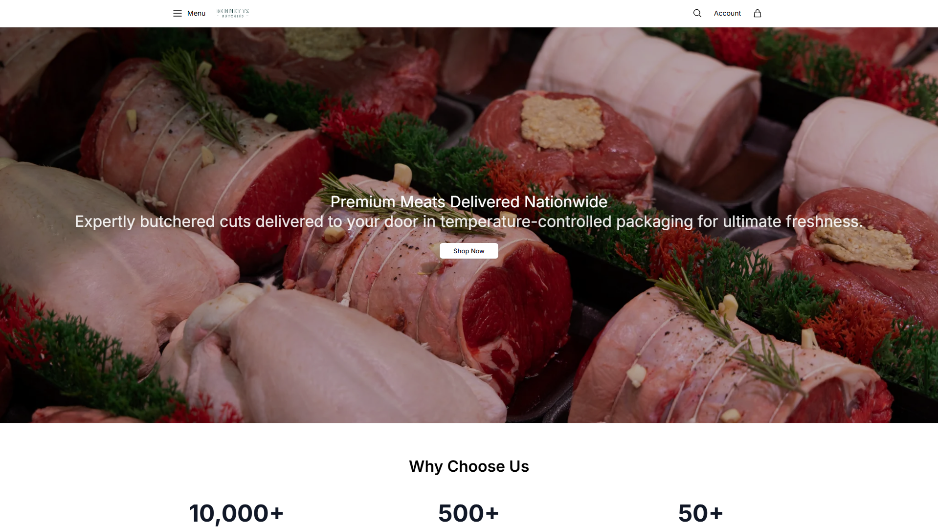 Stored capture of bennettsbutchers.shop