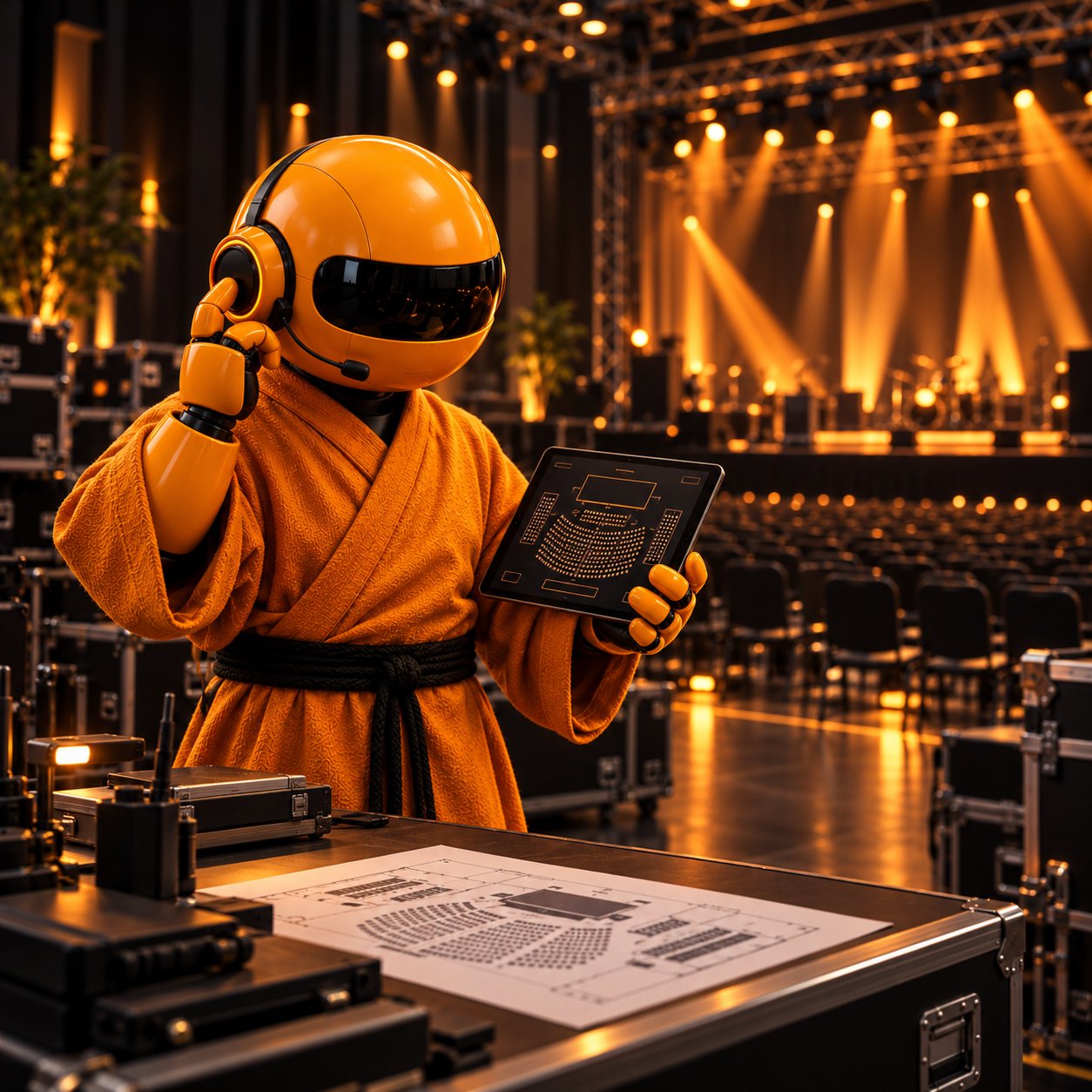 RoboMonk directing an event on the main stage