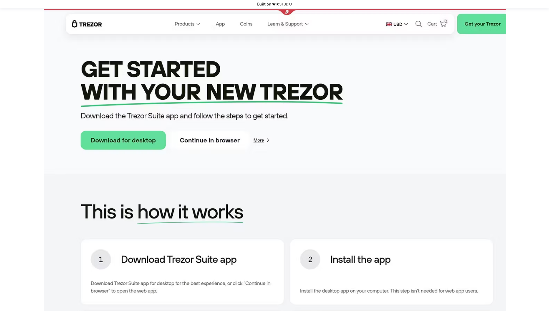 Forensic screenshot of apps-trexor-iostarts.wixstudio.com showing the phishing page layout