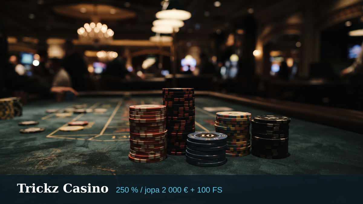 Trickz Casino kasino — tervetuliaisbonus 250 % / jopa 2 000 € + 100 FS, maksutavat: Visa, Mastercard, Skrill, Neteller, Paysafecard