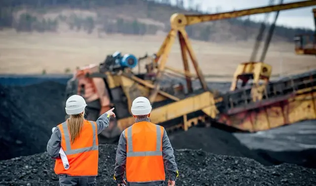 Mining workers on site