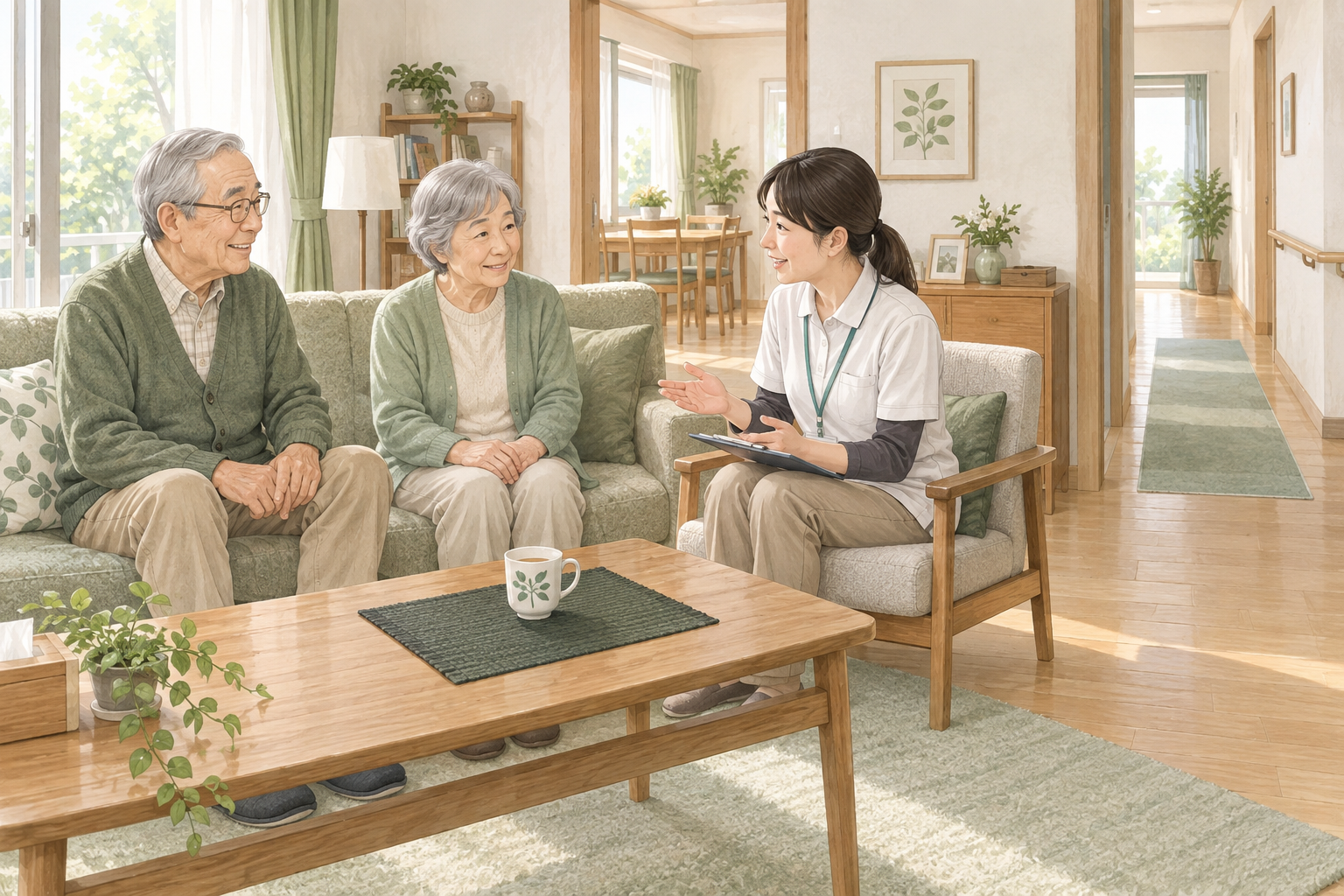 使う物の配置と生活上の困りごとを相談する場面