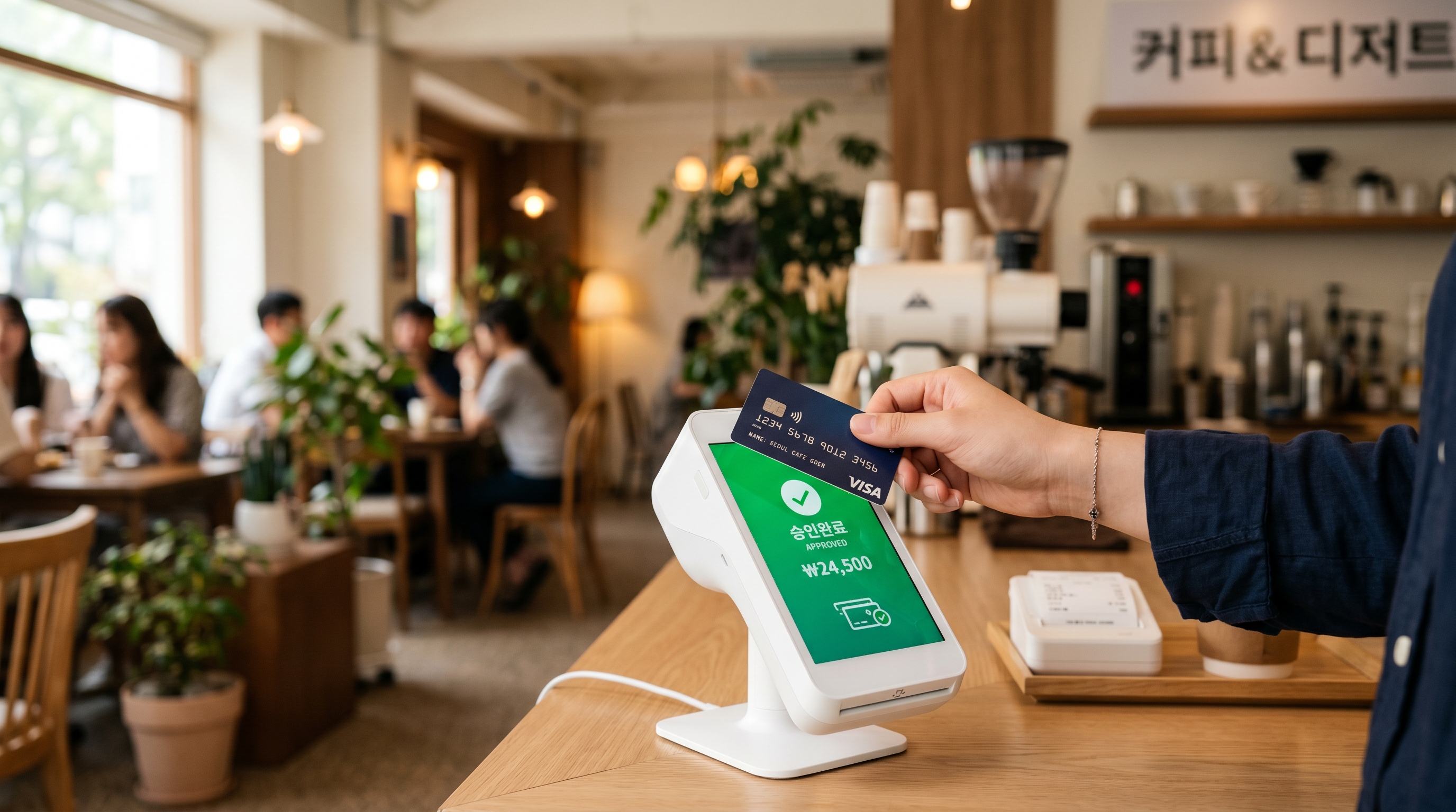 card payment Korean cafe