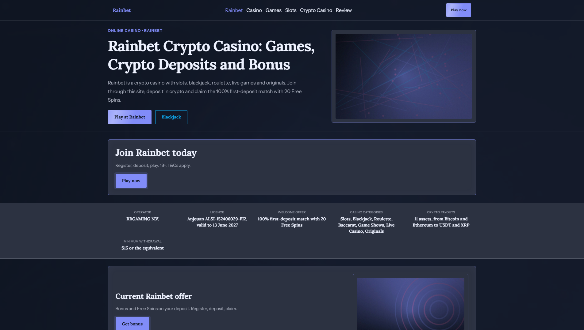 Stored capture of crypto-rainbet.com