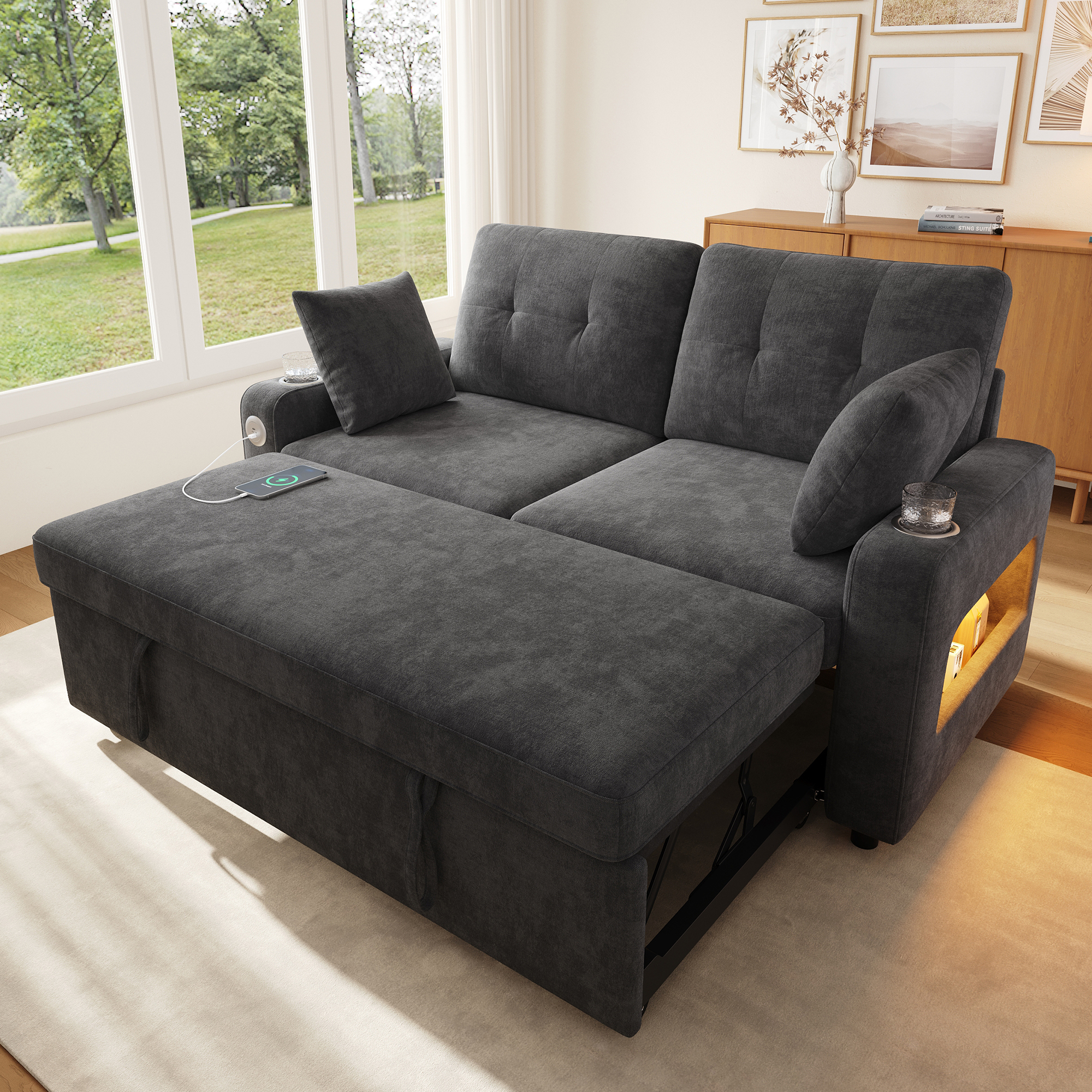 Canapé convertible gris - vue principale