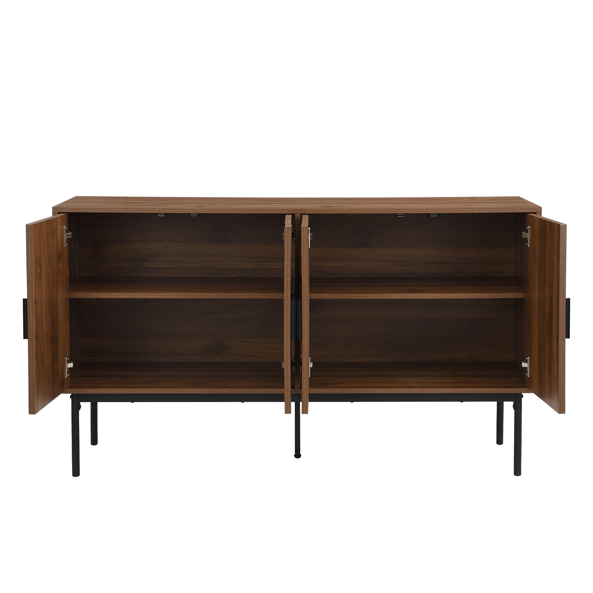 Buffet Naturel, 4 Portes, Rangement, Rotin, Fermeture Douce, Design Moderne, Structure Robuste - Panneau composite de fibres de bois à densité - 140x40x80cm 5