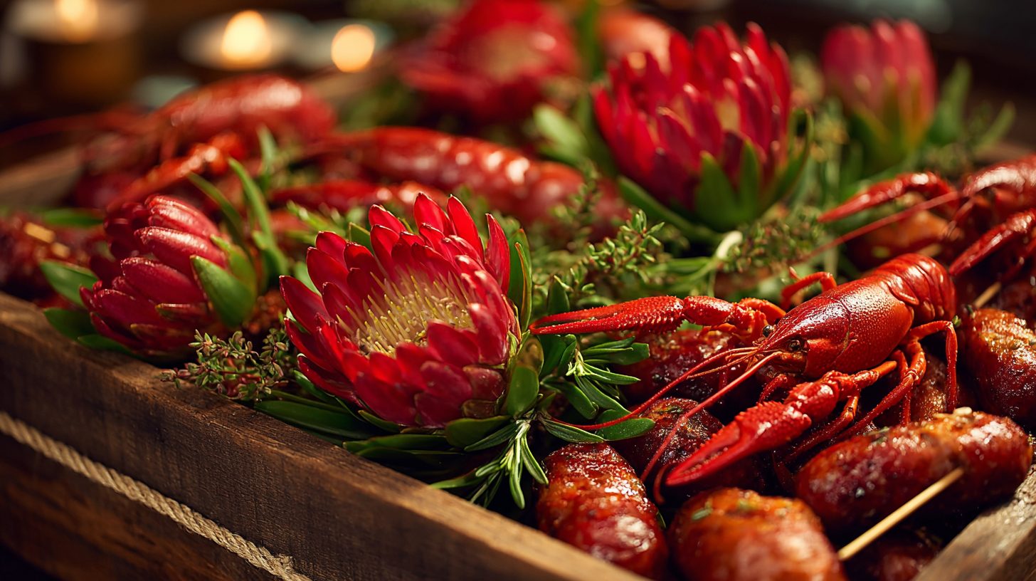 Съедобный букет с раками и колбасами для дня рождения мужчины