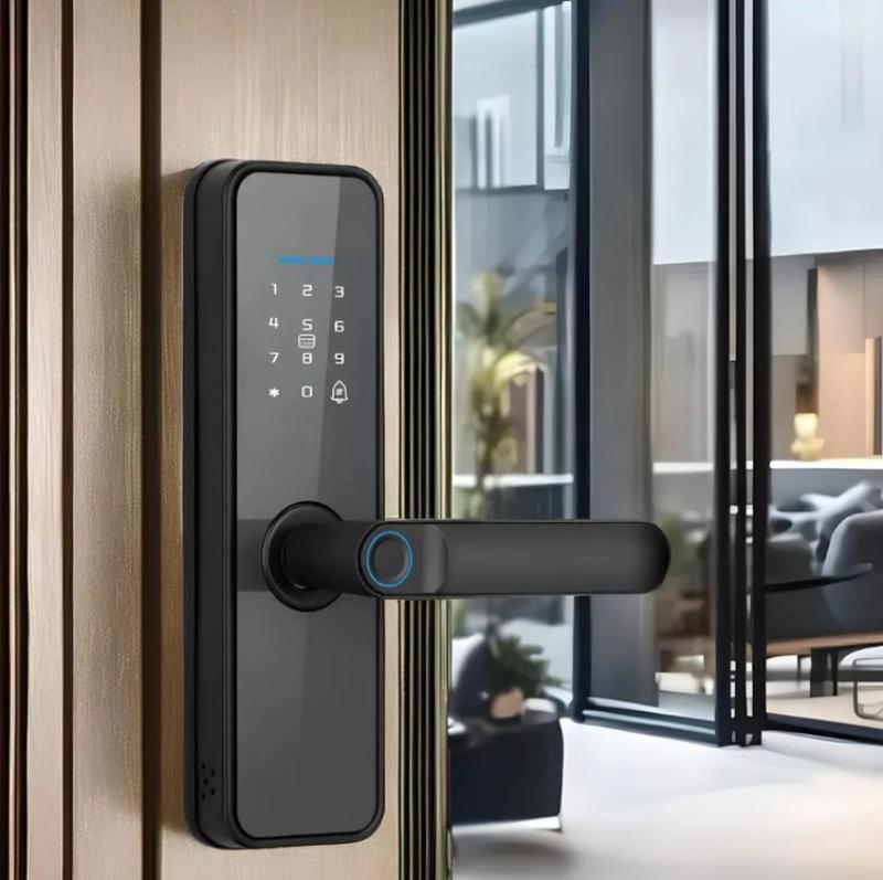 Fechadura Digital Inteligente Cartão Senha Biometria Wifi Cor Preto Rezzet Luatek Lfe-03