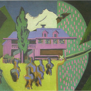 Фиолетовый дом на фоне снежной горы 1928