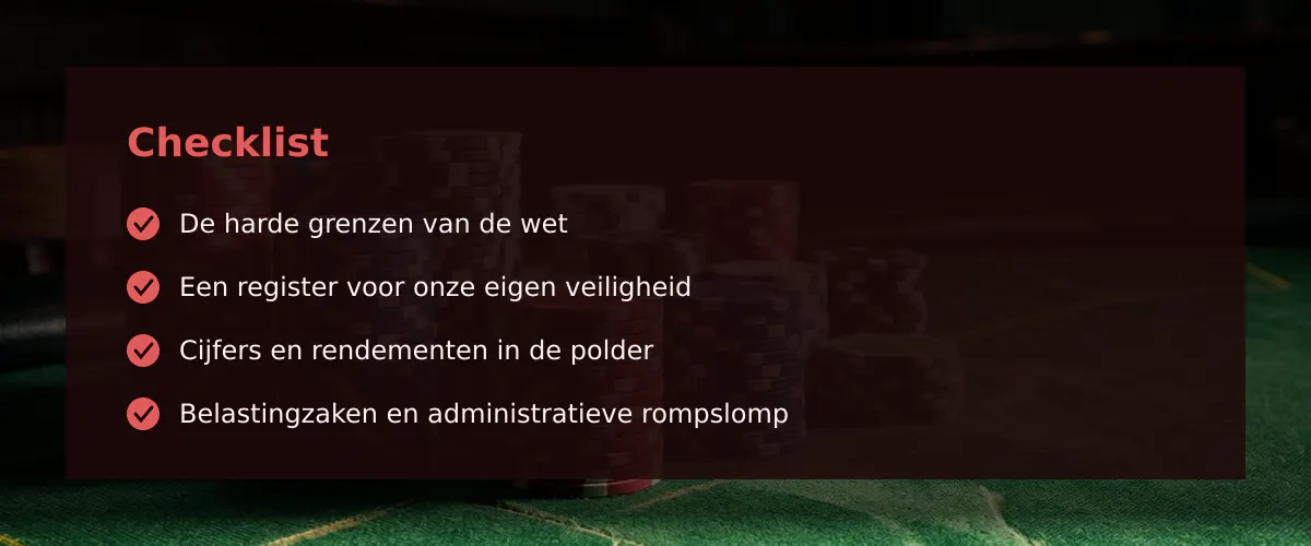 Mijn weg door het doolhof van de kansspelmarkt — Checklist