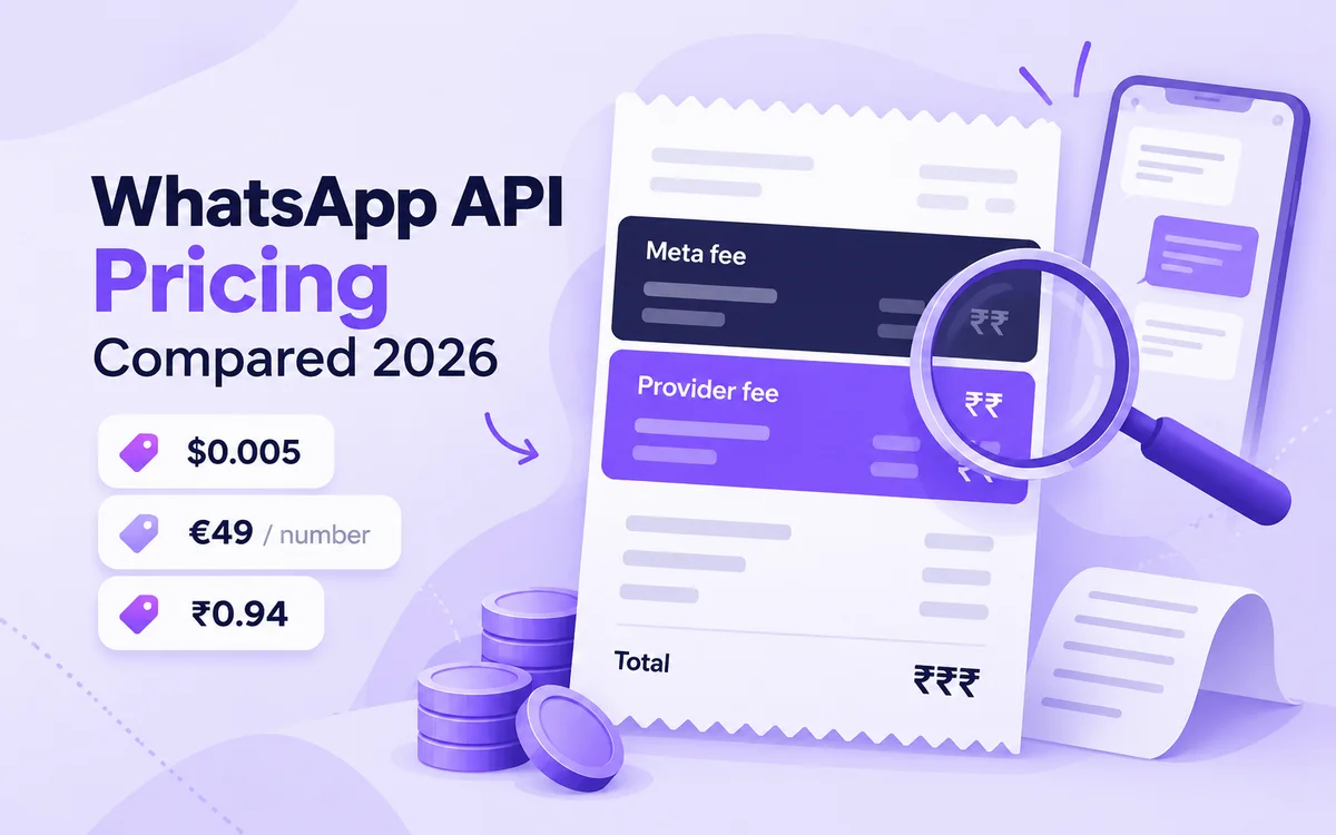WhatsApp API pricing comparison 2026