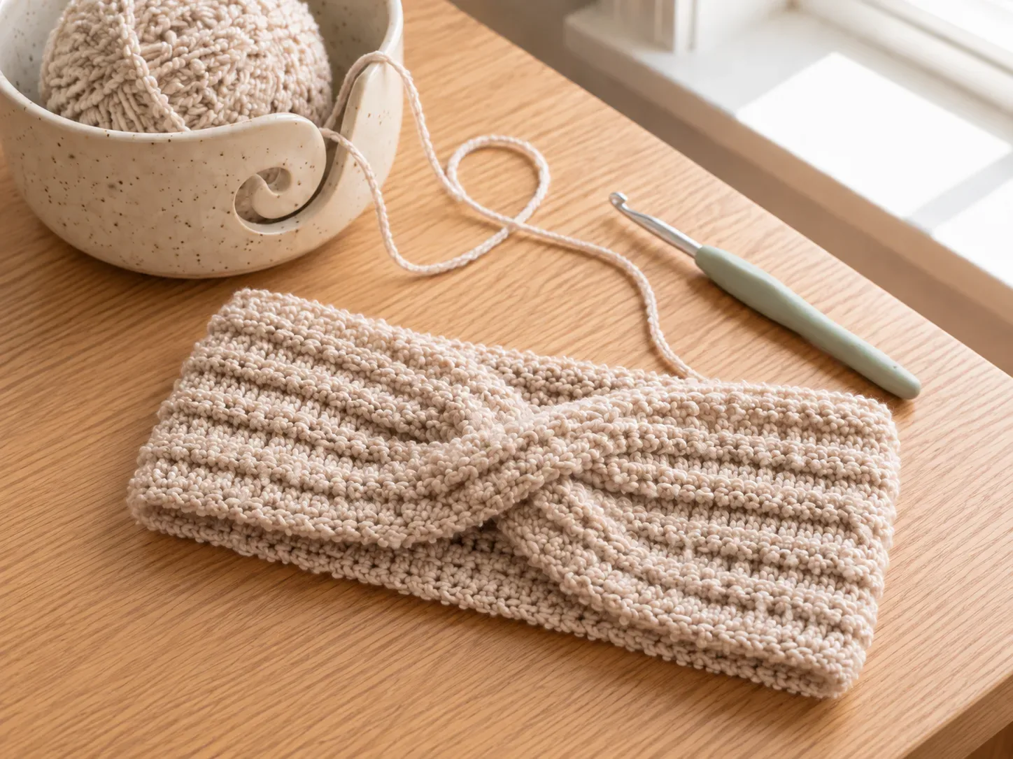 Cozy Bouclé Ear Warmer finished crochet project