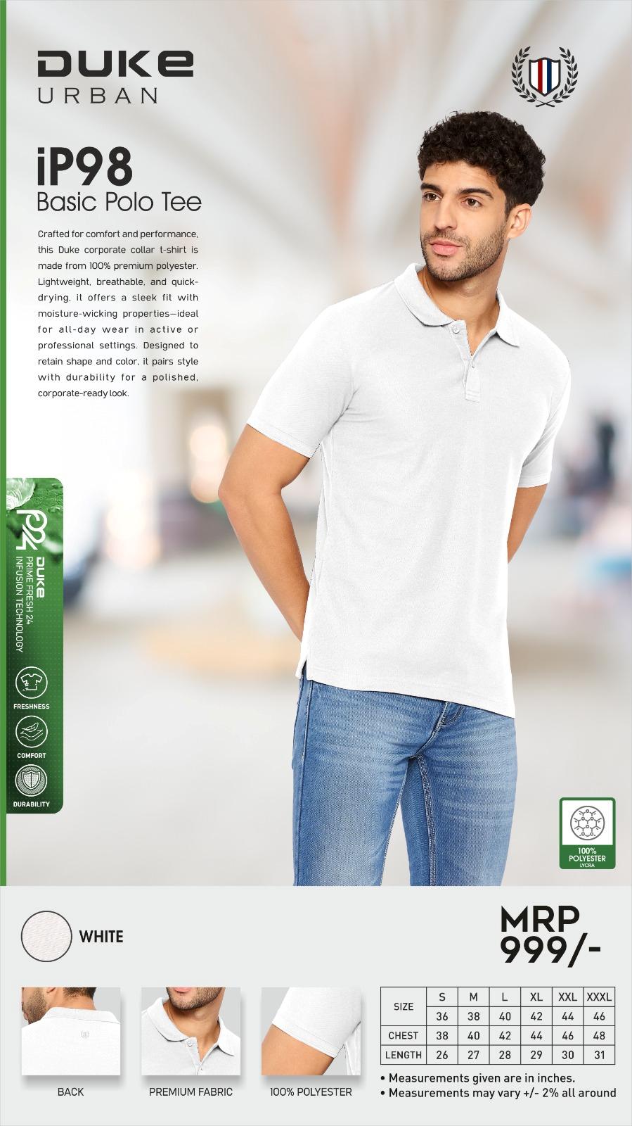 Duke iP98 Basic Polo Tee - White