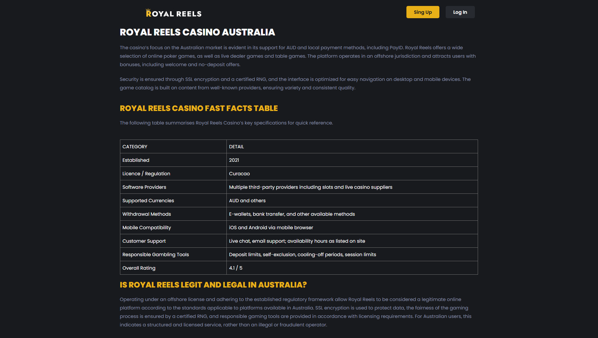 Stored capture of royalreels-au.website