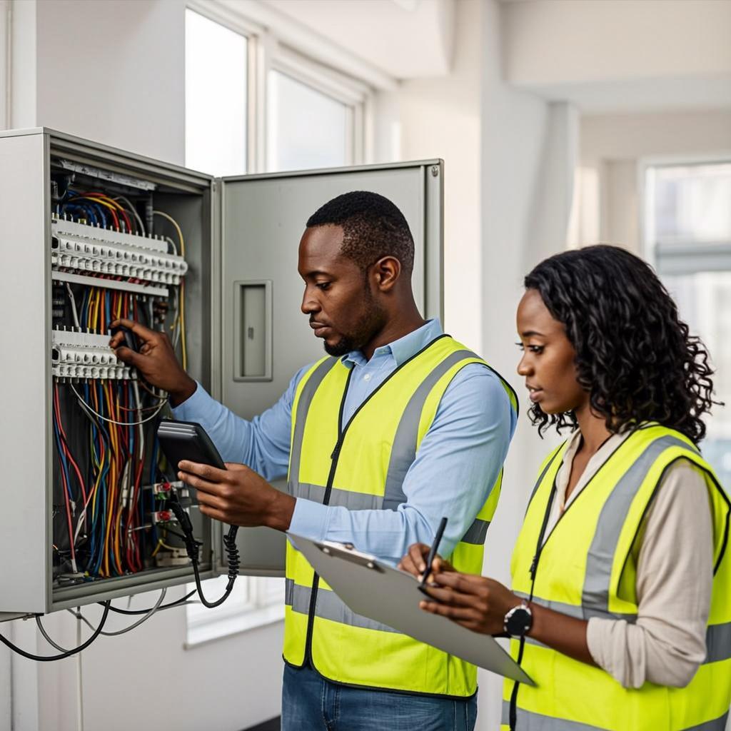 Electrical inspection in morning light