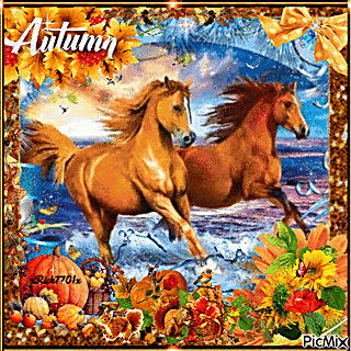 Two Fall Autumn horses 320 x 320