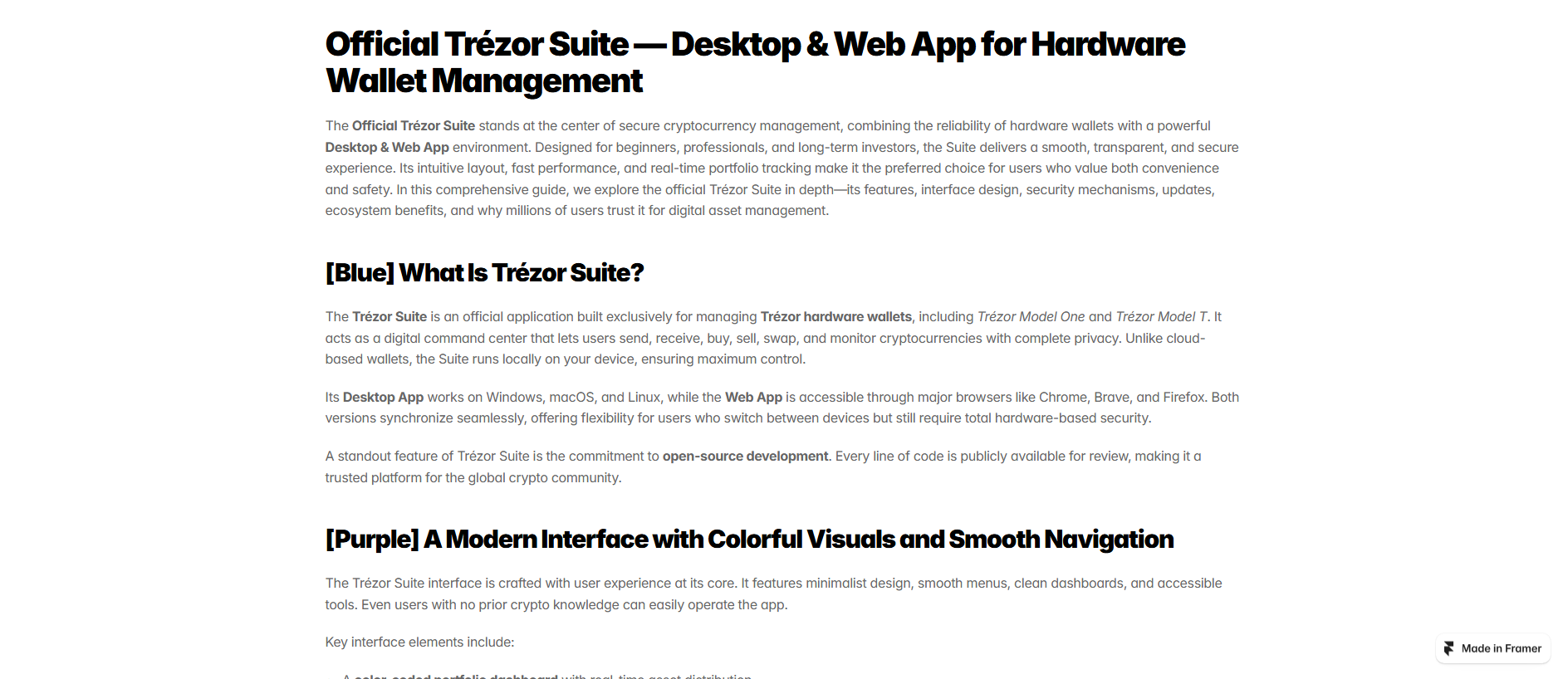 Forensic screenshot of trzor-suiit-es.framer.ai showing the phishing page layout
