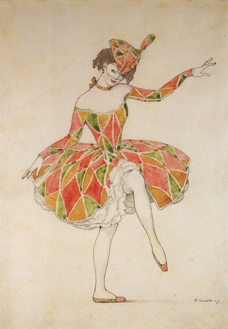 Эскиз костюма Коломбины для Анны Павловой в Арлекинаде 1909.jpg