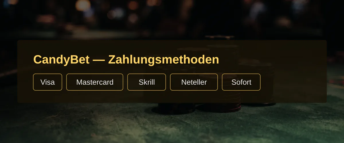 CandyBet — Zahlungsmethoden: Visa, Mastercard, Skrill, Neteller, Sofort