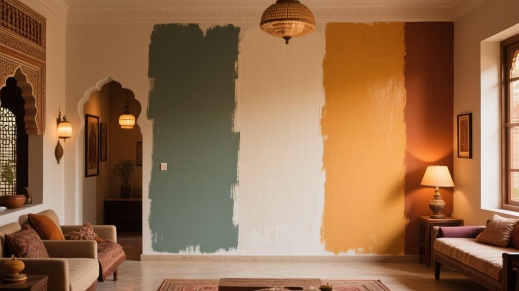 Paint finish comparison showing matte eggshell satin semi-gloss and high-gloss swatches on walls