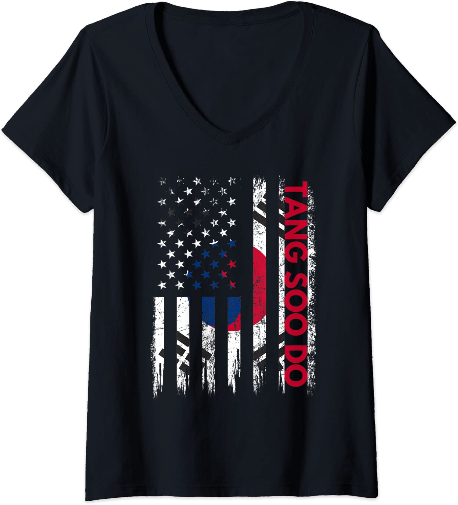 Tang Soo Do Karate Martial Arts Training Korean Flag Ladies’ V-Neck Tshirt