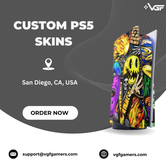Make your own unique PS5 skins with high-quality vinyl wraps from VGF Gamers. Long-lasting protection for your PlayStation system, flawless fit, and a smooth finish. Visit:https://vgfgamers.com/products/custom-console-skins
