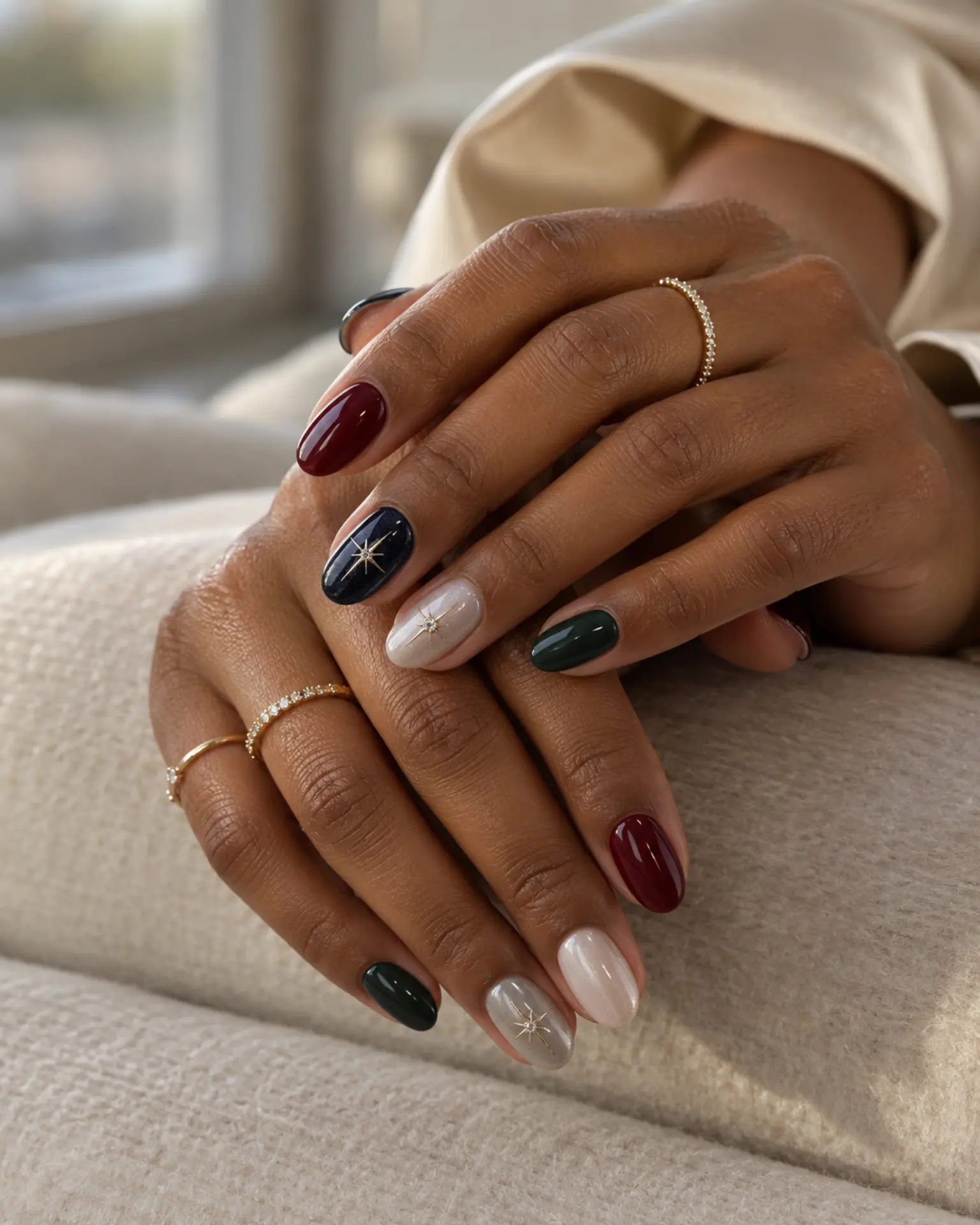 Winter Tiny Star Detail manicure inspiration for winter nail ideas
