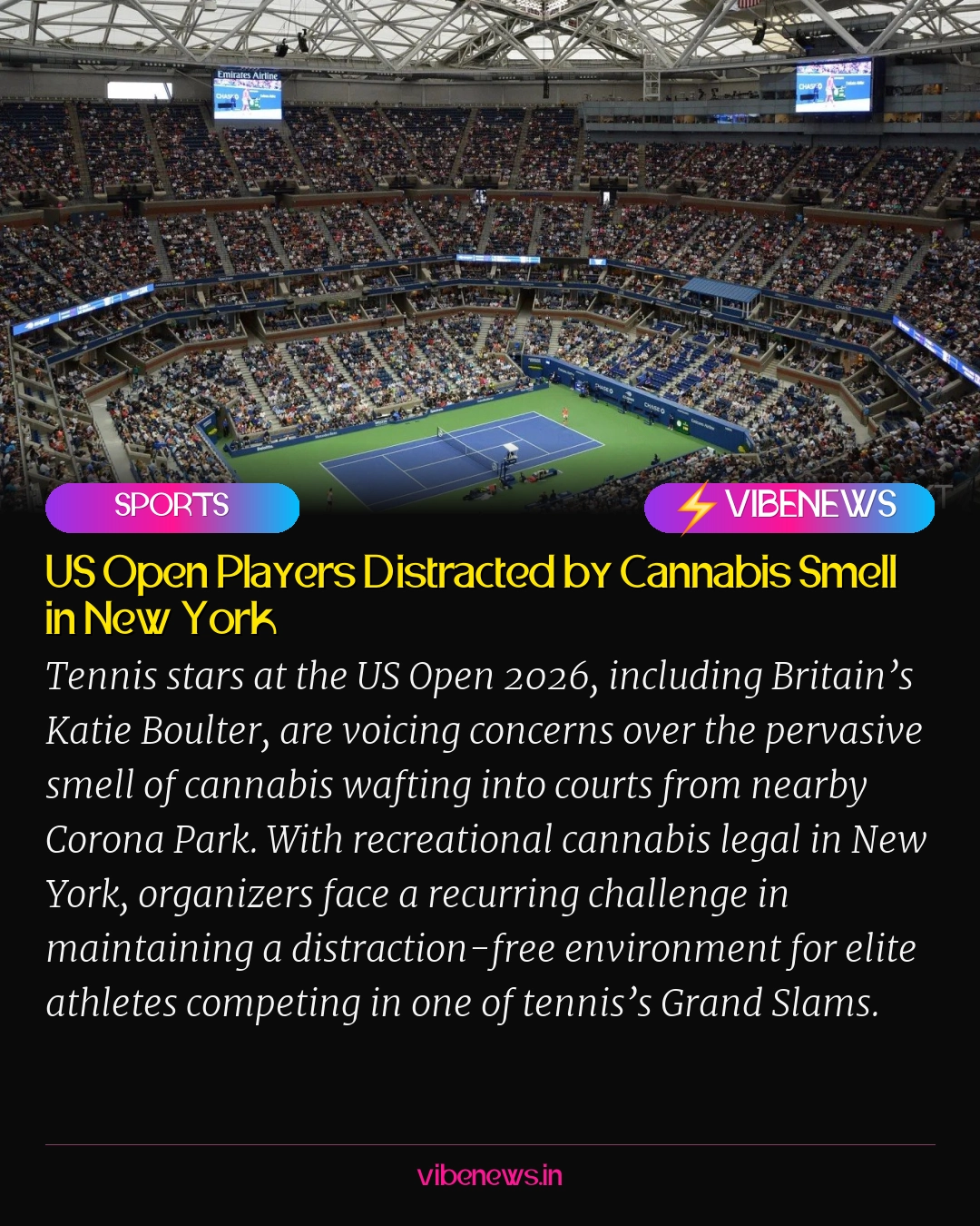 US Open Players Distracted by Cannabis Smell in New York