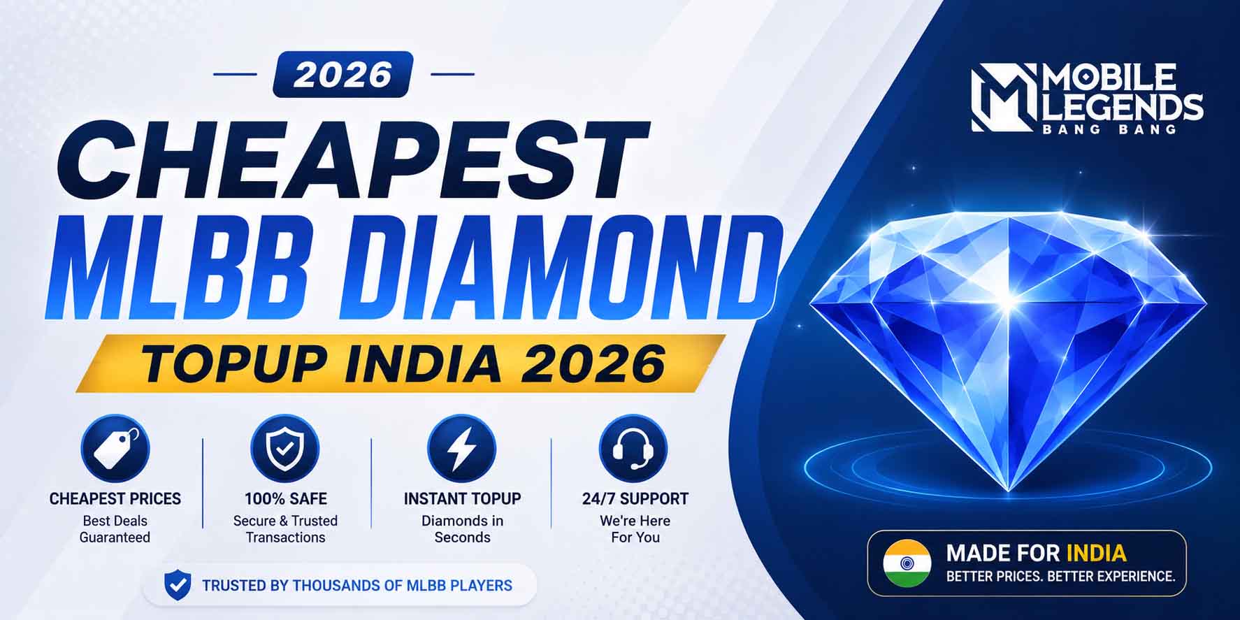 cheapest MLBB diamond top up India 2026