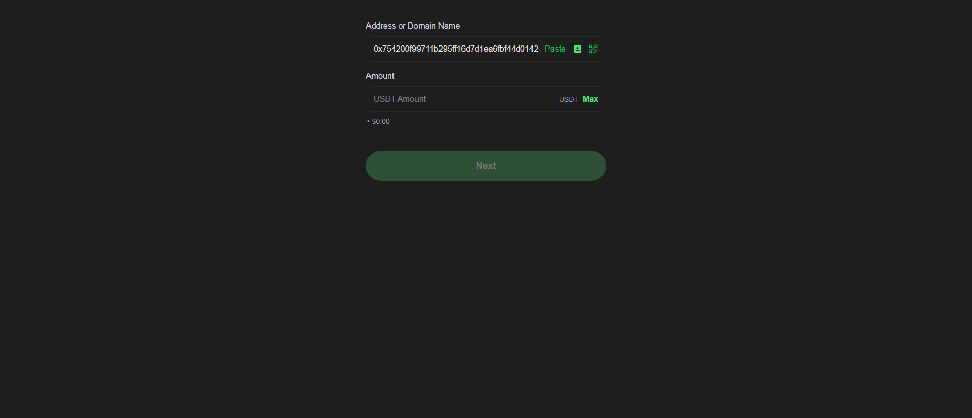 Screenshot of sendusdt.cc