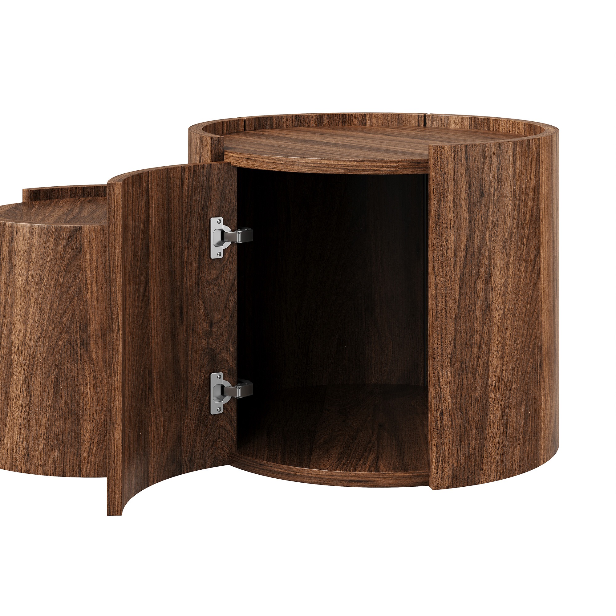 Table Basse Noyer, Rangement, Fermeture Douce, Design Moderne, Angles Arrondis, Usage Quotidien - 77.5x47.5x40cm - Salon 4