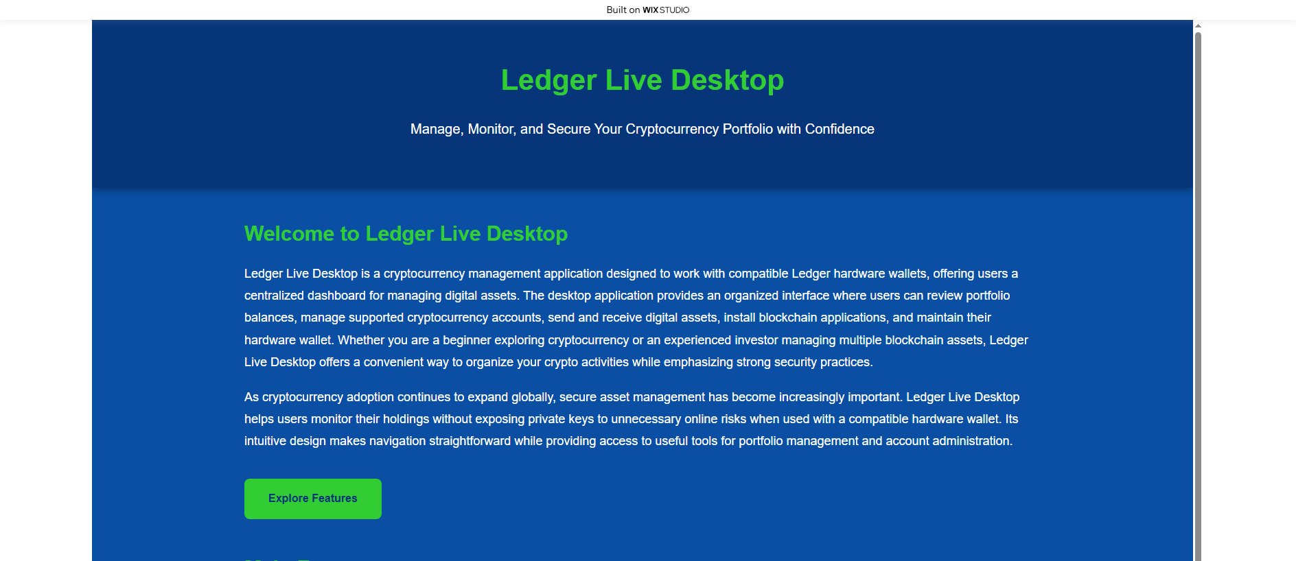 Forensic screenshot of desktop-tower.wixstudio.com showing the phishing page layout