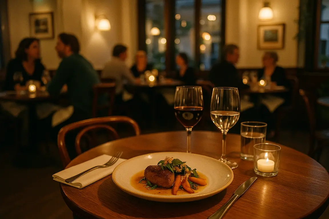 Smagfuldt anrettet gourmetmåltid serveret på en hyggelig restaurant i Odense