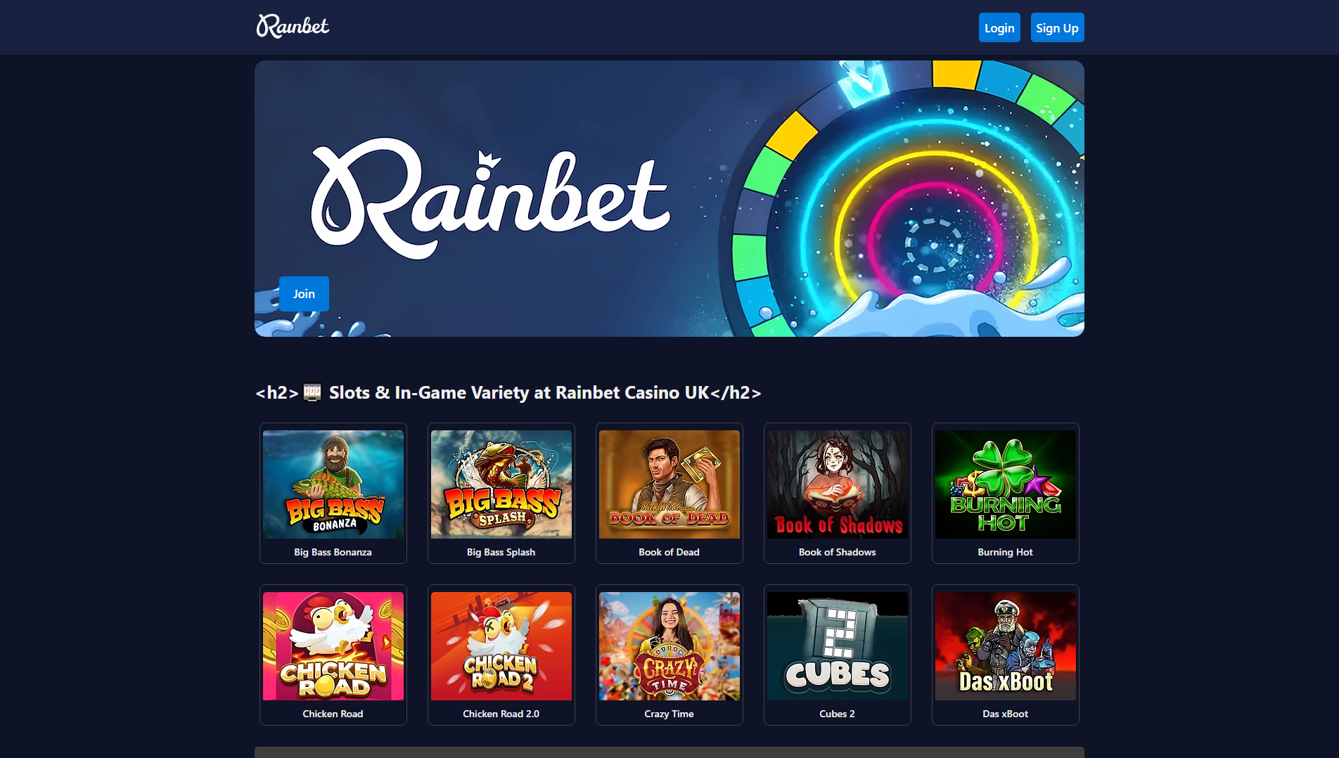 Stored capture of rainbetcasinouk.net