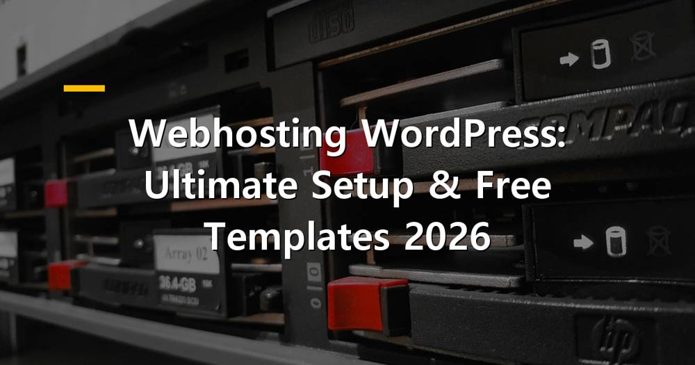 Laptop showing WordPress dashboard on a server rack background, representing webhosting for WordPress