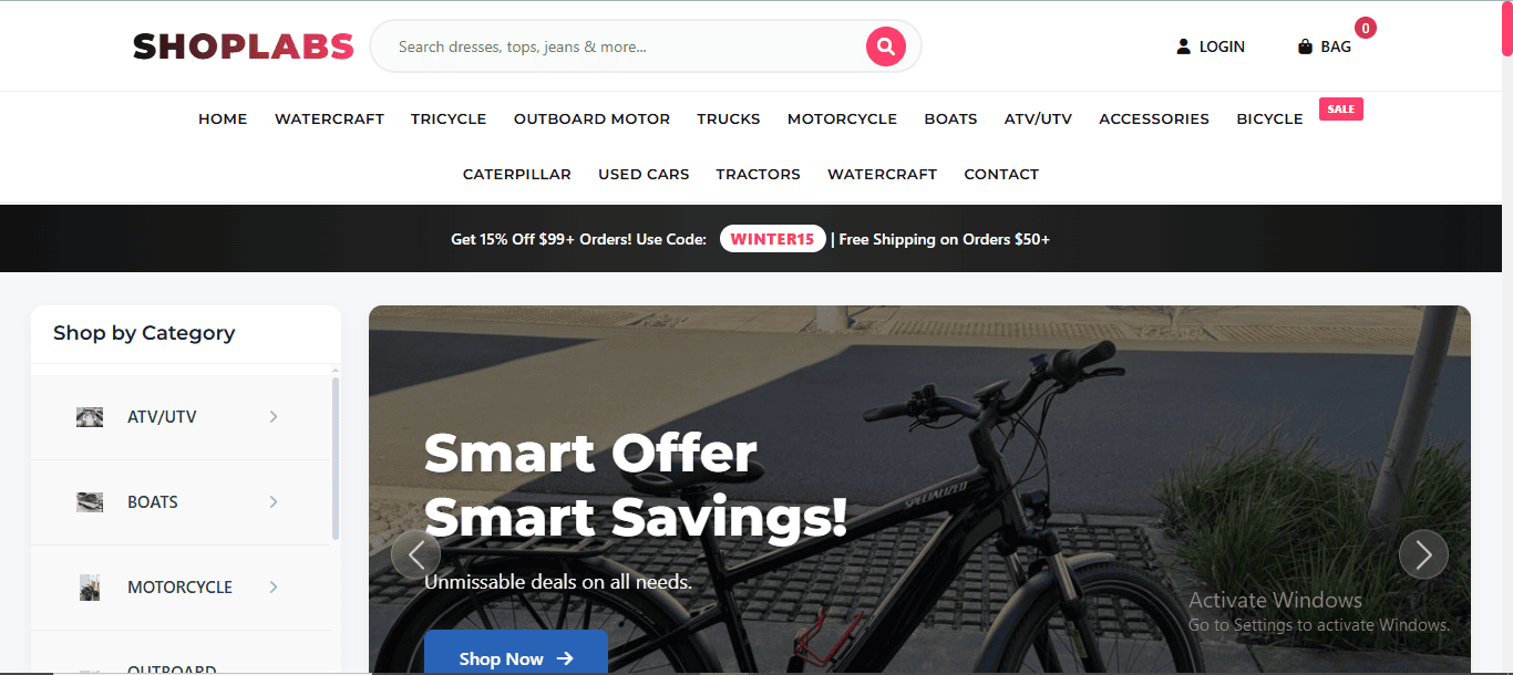 Shoplabs Ecommerce Website