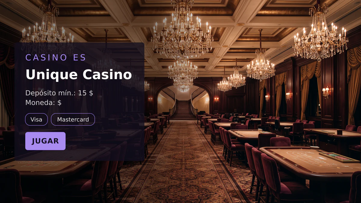 Unique Casino — bono de bienvenida 200% hasta 500 $ + 100 FS, pagos: Visa, Mastercard, Bizum, Neosurf, ecoPayz