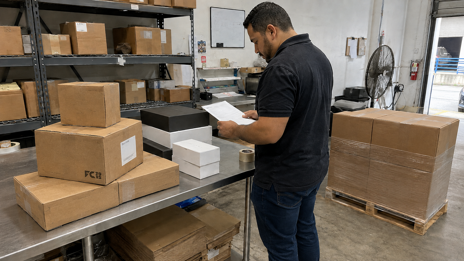 Order picked, verified against the packing list and packed for dispatch