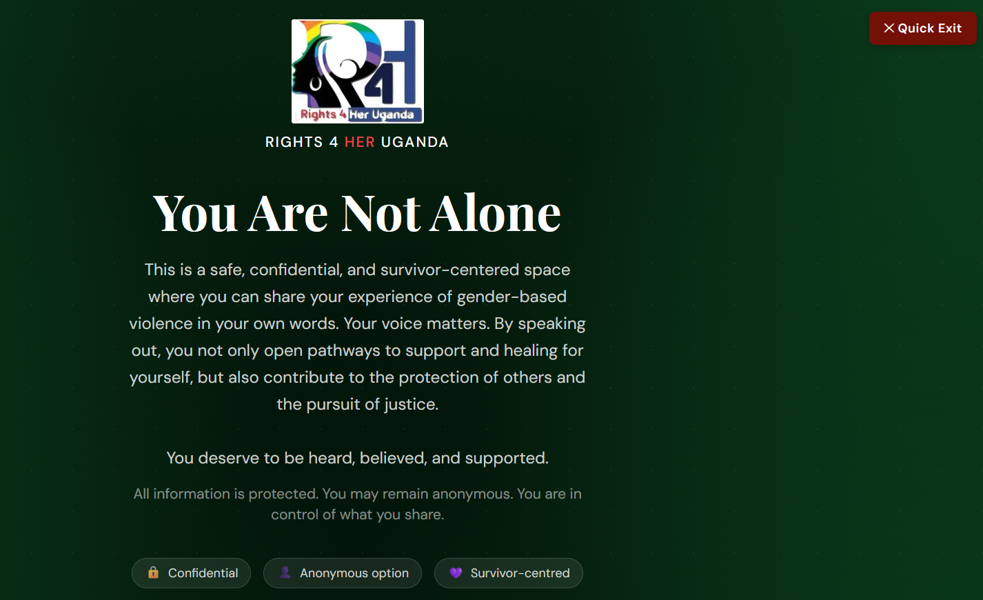 Rights 4 Her — GBV Documentation & Response Tool screenshot