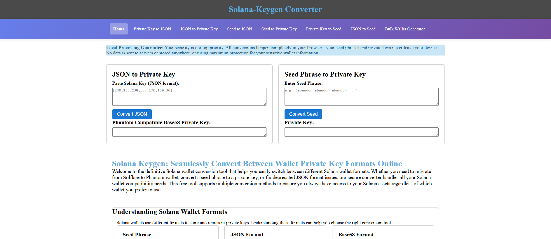 Stored capture of solana-keygen.com