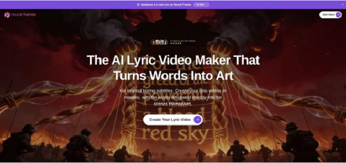 Neural Frames lyric video maker web interface