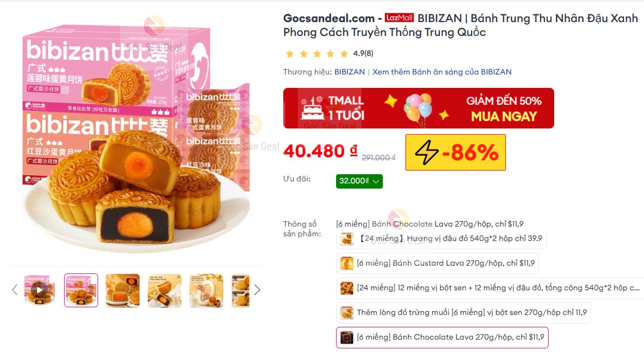 BIBIZAN | Bánh Trung Thu Nhân Đậu Xanh Phong Cách Truyền Thống Trung Quốc