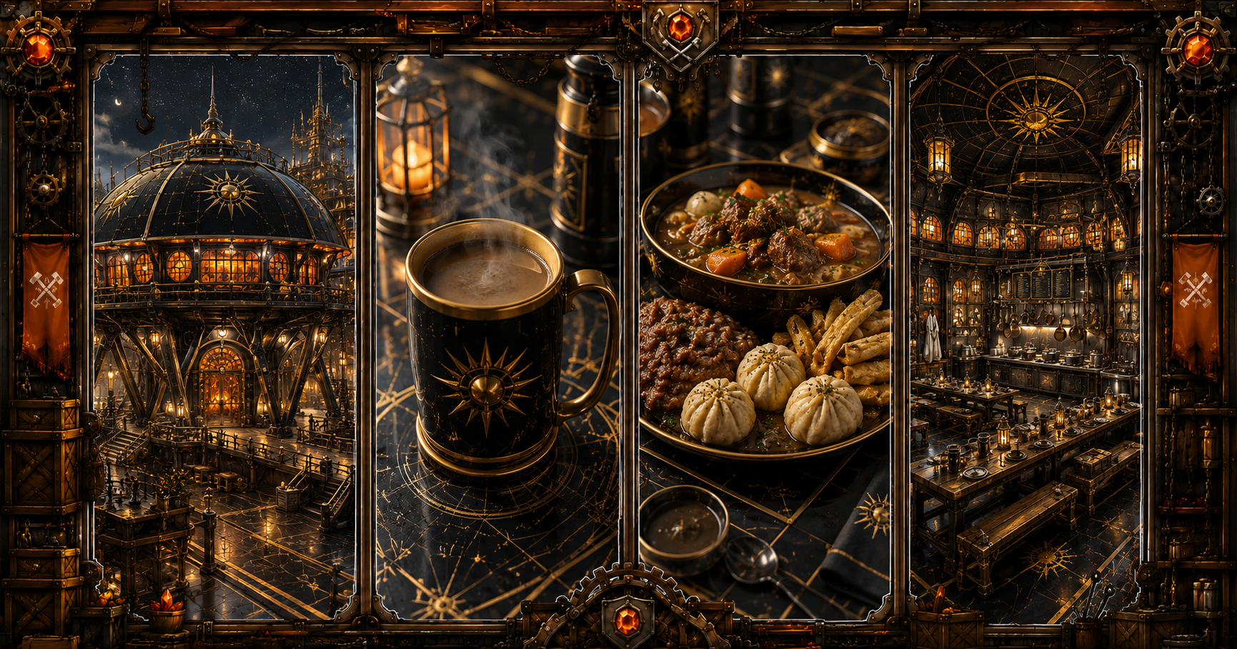 Shellwright Canteen, a worker-heavy food hall on the outer public edge of the Shellwright Core.